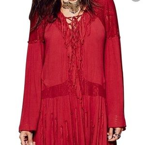 Free People red fringe dress